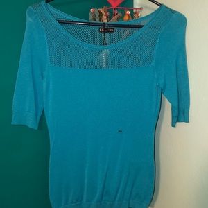 express blue short sleeve sweater